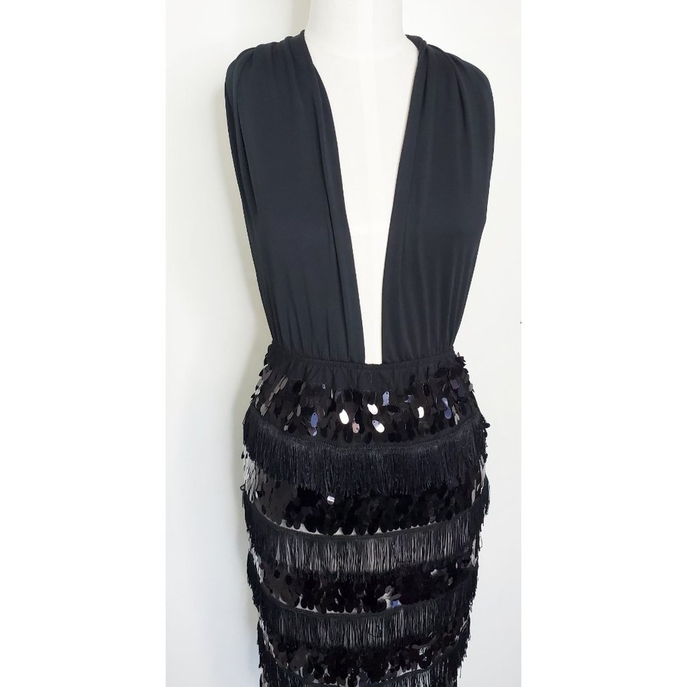 BLITHE Womens Black Fringe and Sequin Party Dress Retro 20s L NWT - Picture 9 of 12